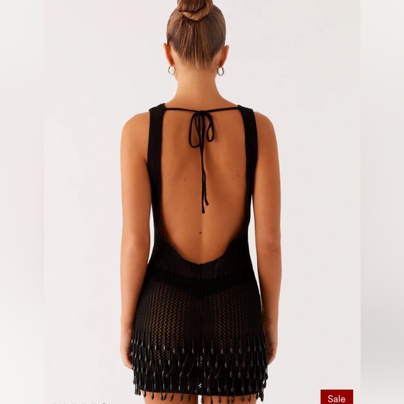 Peppermayo Black Fringe Mesh Cover-Up - Picture 2 of 5